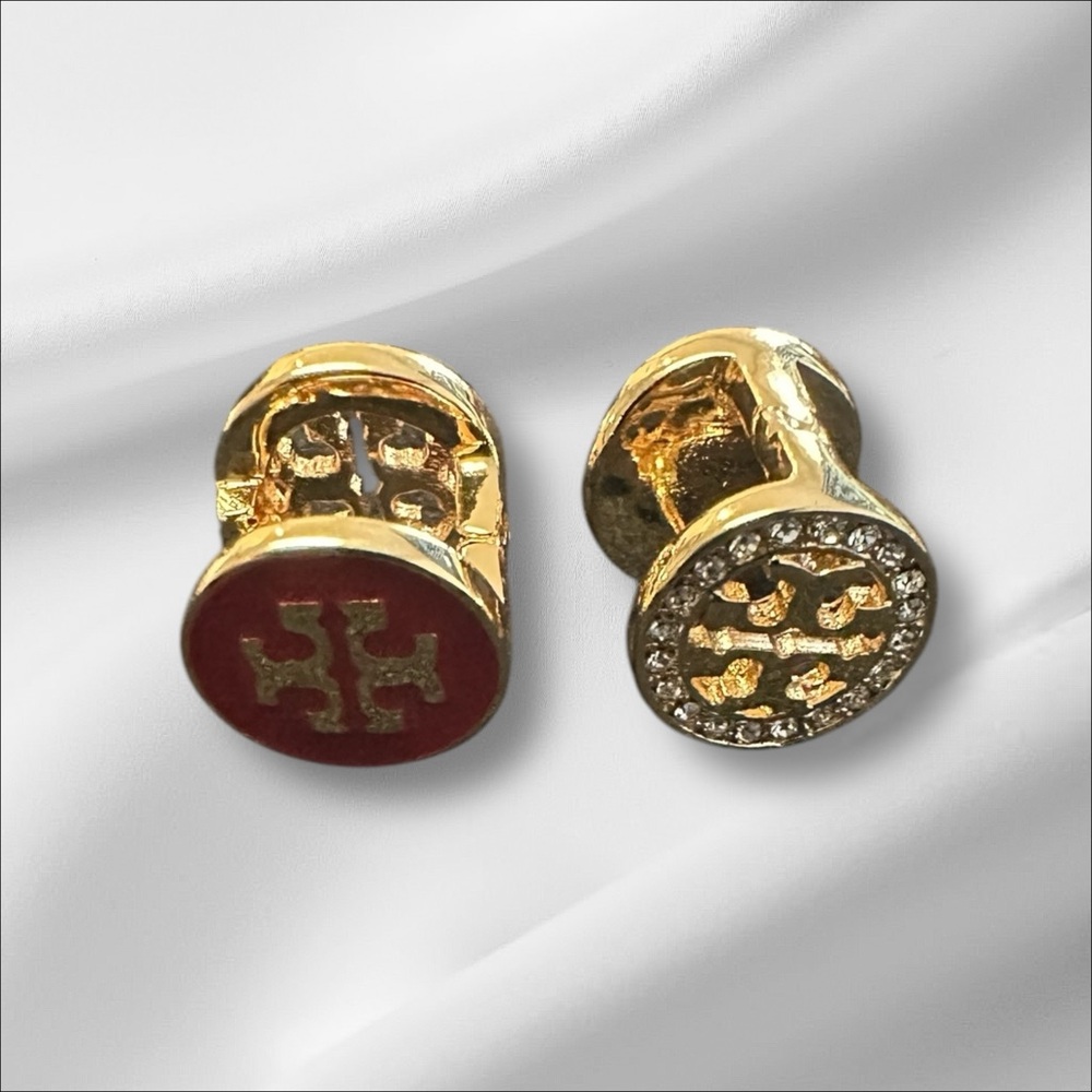 TORY BURCH - RED Reversible Crystal Stud Earrings NWOT